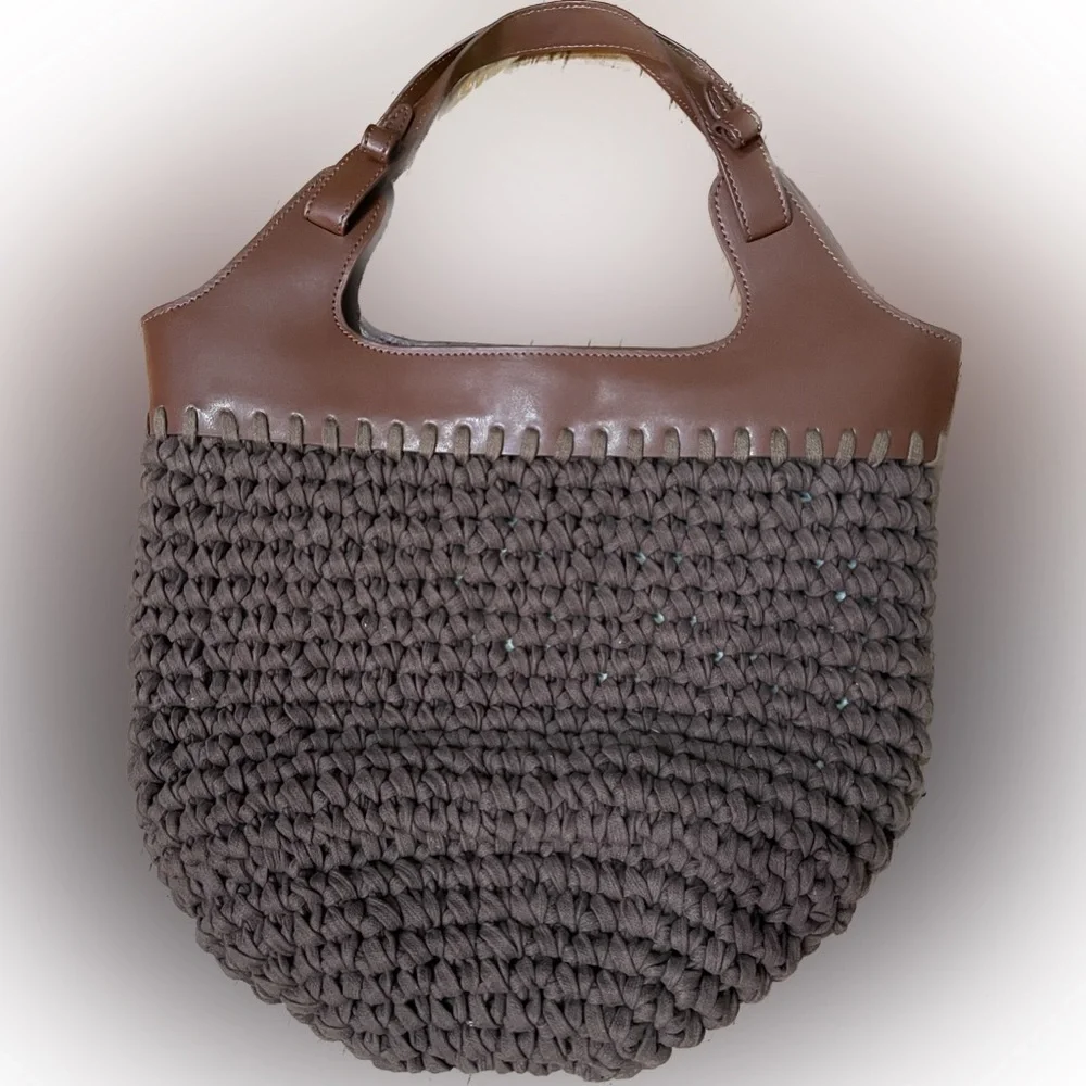 Women's Free People Brown Woven Hobo Bag